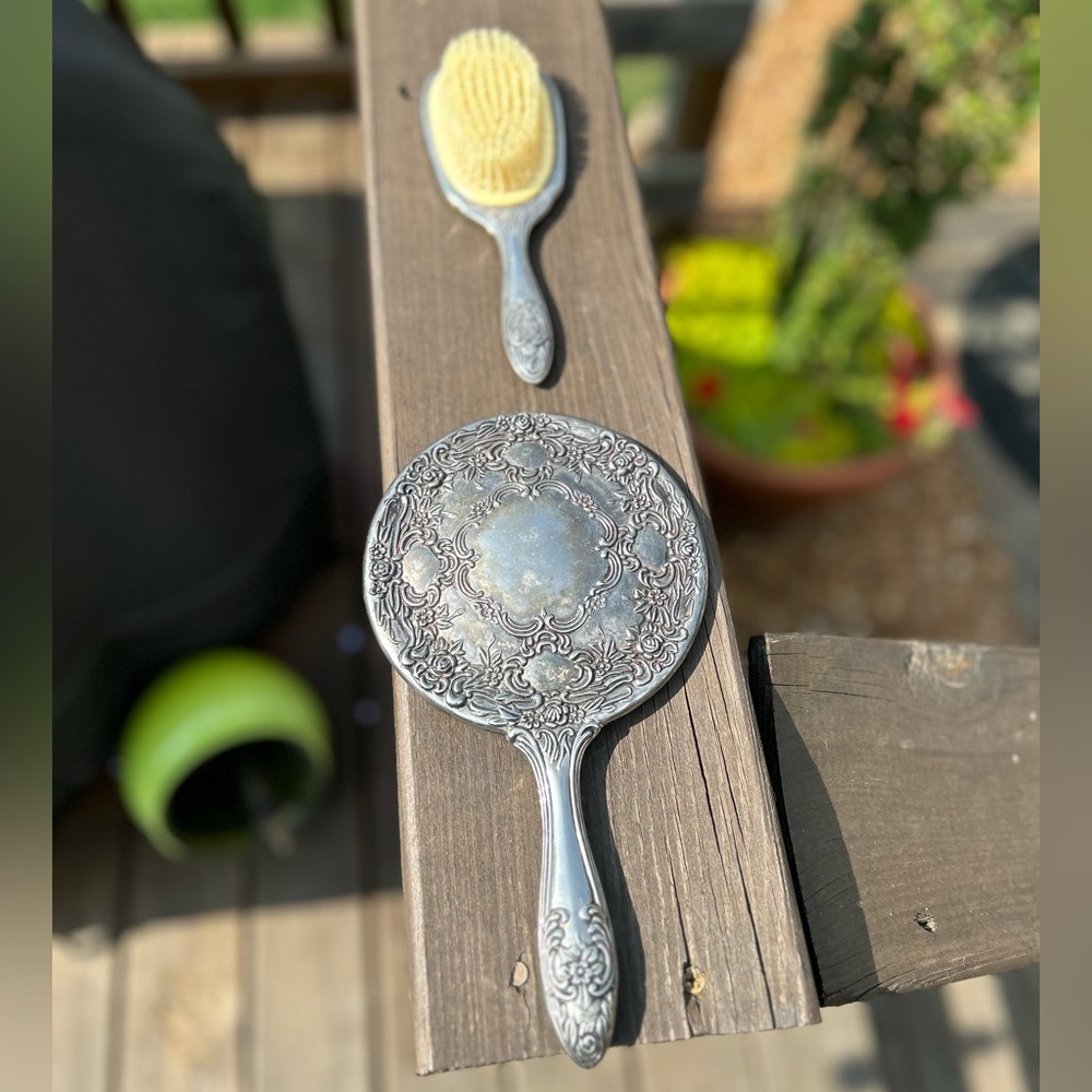 Silver plated Brush and  Hand Mirror